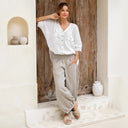 Chic Women's Linen Blouse with Button Accents