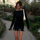 Chic Women's Sheath Dress with Fringed Hem