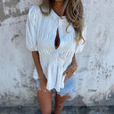 Chic Ruffled Blouse with Button Placket for Women