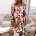 Floral Print Short Dress with Statement Sleeves