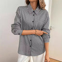 Women's Striped Blouse with Back Cutout & Bow Accent