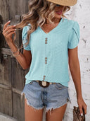 Chic Women's T-Shirt with Button Accents