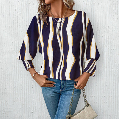 Chic Wave Pattern Women's Blouse