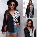 Chic Checkered Blouse with Asymmetrical Design & Stylish Collar