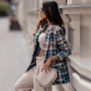 Chic Women's Checked Blazer with Contemporary Design