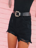 Women's High-Waisted Frayed Hem Denim Shorts