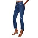 Women's High-Waisted Flared Jeans with Frayed Hem