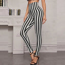 Graphic Stripe High-Waisted Leggings for Women