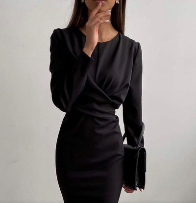 Chic Long Sleeve Wrap Dress with Flowing Design