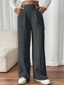 Women's High-Waisted Wide Leg Pants with Pockets