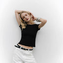 Women's Round Neck Fitted Basic Tee