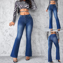 High Waist Flared Jeans in Stretch Denim for Women