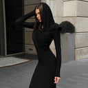 Chic Hooded Evening Dress for Women