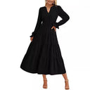 Chic Women's Maxi Dress with Button Details and Flowing Sleeves