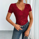 Ladies Lace V-Neck Top with Contoured Cut