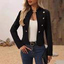 Chic Women's Short Blazer Jacket with Stand-Up Collar