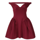 Chic V-Neck Dress with Flowing Skirt
