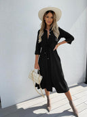 Adjustable Belt Women's Shirt Dress - Stylish and Chic