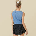 Adjustable Women's Denim Blouse with Relaxed Fit