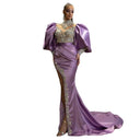 Stunning Evening Dress with Sequin Embroidery and Dramatic Sleeves