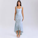Chic Maxi Dress with Ruffled Accents and Flattering Silhouette