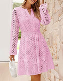 Stylish Women's Blouse Dress with Unique Cutwork and Statement Sleeves