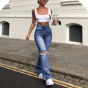 Chic Distressed Design Flared Women's Jeans