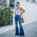High-Waisted Fringed Flared Jeans for Women