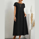 Women's Maxi Dress with Flowing Silhouette and Handy Pockets