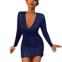 Chic Mini Dress with Deep V-Neck and Long Sleeves