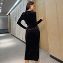 Chic Velvet Wrap Dress with Slit Design