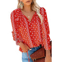 Animal Print Blouse with Fringed Sleeves