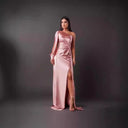Chic Women's Asymmetrical Evening Dress with Pleats