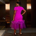 Women's Tulle Hem Dress with Statement Sleeves