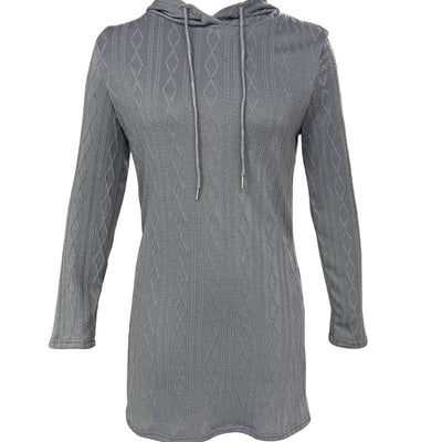 Textured Knit Hooded Dress for Women