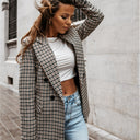Checked Pattern Double-Breasted Blazer for Women