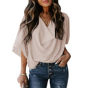 Chic V-Neck Blouse with Flowy Design for Women