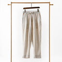 Women's Linen Trousers with Elastic Waist and Side Pockets