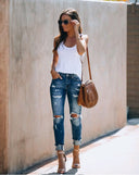 Stylish Distressed Women's Denim Jeans