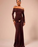 Women's Off-Shoulder Maxi Dress with Draping