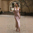 Women's Satin Finish Maxi Dress with Adjustable Straps