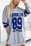 Stylish Women's Oversized V-Neck Sports Dress with Contrasting Sleeves