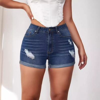 Chic High-Waisted Distressed Denim Shorts for Women