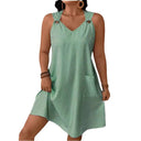 Stylish Women's Dress with Pockets and Thin Straps