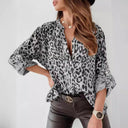 Women's Animal Print Blouse with Gathered Design