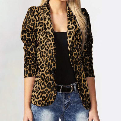 Chic Leopard Print Blazer Jacket for Women