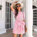 Chic Women's Checkered Dress with Belt