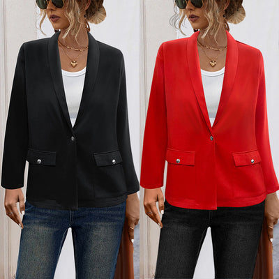 Chic Women's Blazer Jacket with Handy Pockets
