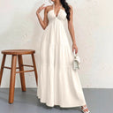 Flowing Maxi Dress with Deep Neckline for Women