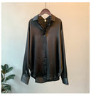 Women's Satin Blouse with Ruffle Accents
